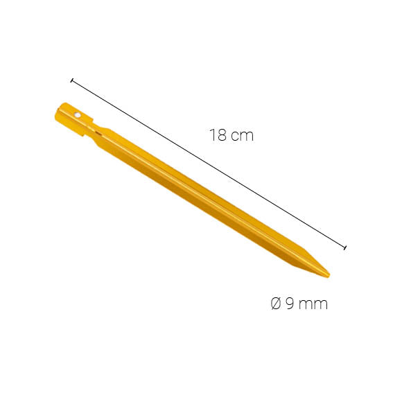 Ultraleichter Aluminium-Hering von Tambu Outdoor, gelb, 18 cm lang, 9 mm Durchmesser