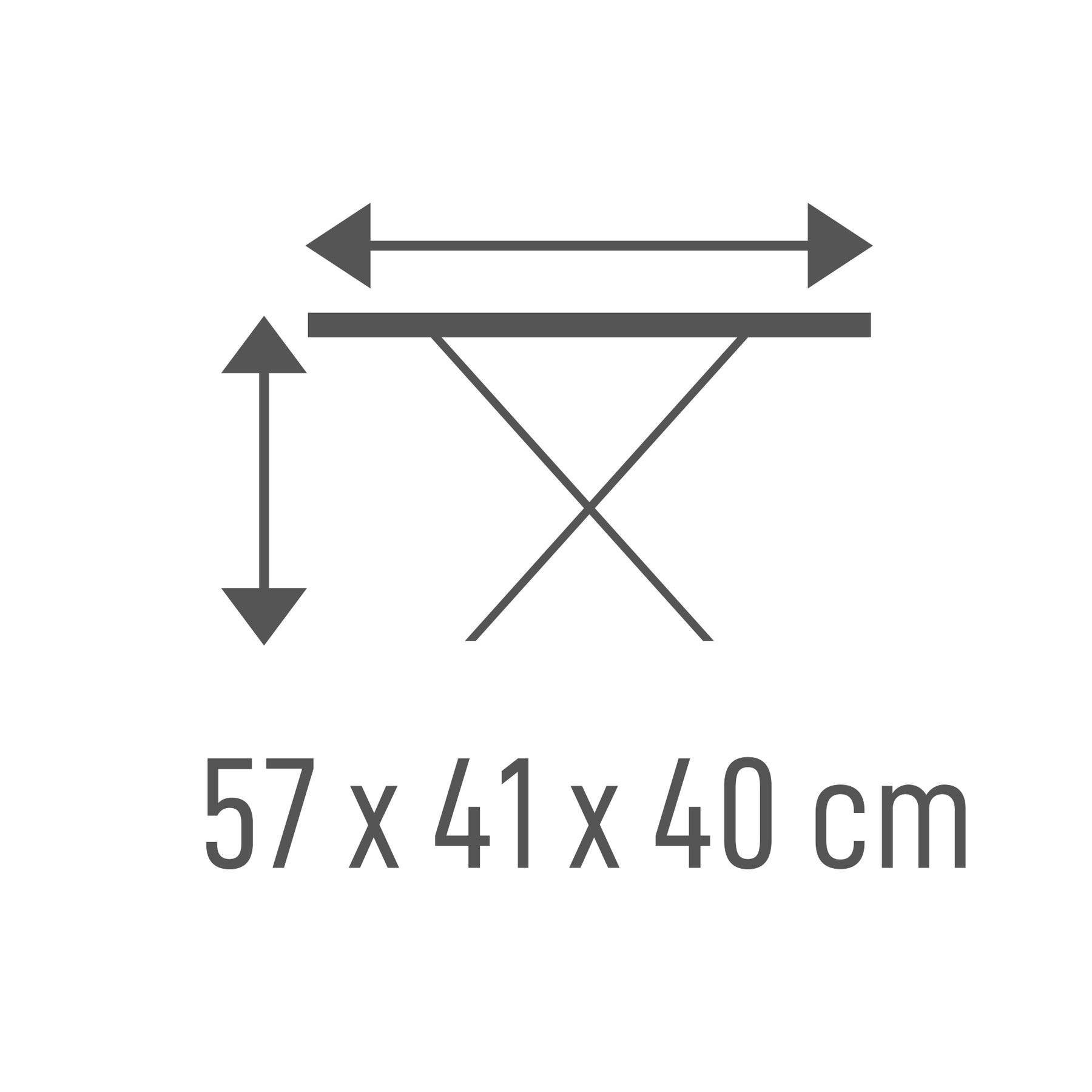 Maße des BATISTA Campingtischs von Tambu Outdoor: 57 cm Breite, 41 cm Tiefe, 40 cm Höhe