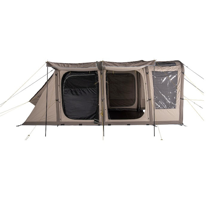 BISALA 4 Familien Tunnelzelt AIR von Tambu Outdoor in Beige mit drei Eingängen und großen Fenstern, für 4 Personen