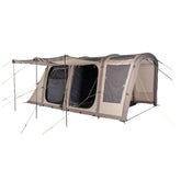 BISALA 4 Familien Tunnelzelt AIR von Tambu Outdoor in Beige mit vier Personen Kapazität, großem Vorraum und aufgespanntem Sonnendach