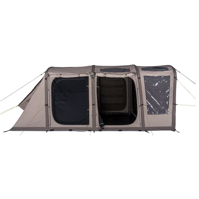 BISALA 4 Familien Tunnelzelt AIR von Tambu Outdoor in Beige mit drei Kammern und großen Fenstern