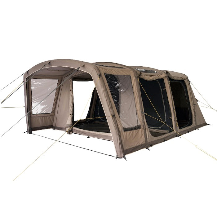 BISALA 5 Familien Tunnelzelt AIR von Tambu Outdoor in Beige, mit großen Fenstern und mehreren Abteilen, für 5 Personen