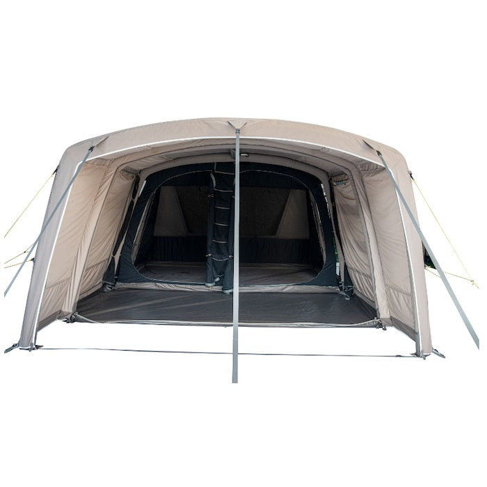 BISALA 4 Personen Familien Tunnelzelt AIR von Tambu Outdoor in Beige mit offenem Eingang und Innenzelt