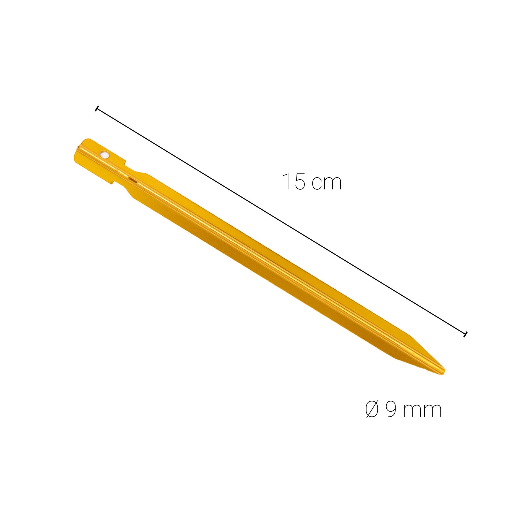 Ultraleichter Aluminium-Hering von Tambu Outdoor, gelb, 15 cm lang, 9 mm Durchmesser