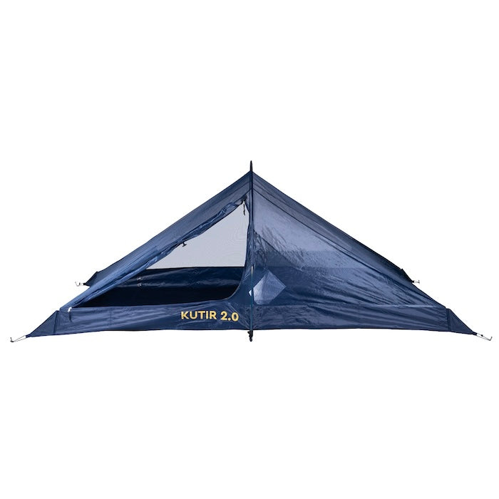 Innenzelt des Leichtgewichts-Trekkingzelt KUTIR 2.0 von Tambu Outdoor in dunkelblau, für 2 Personen, mit dreieckiger Form und Netzfenster