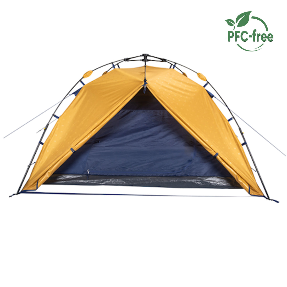 Gelbes Schnellaufbauzelt EMANI 3 von Tambu Outdoor für 3 Personen mit offenem Eingang und PFC-freiem Material