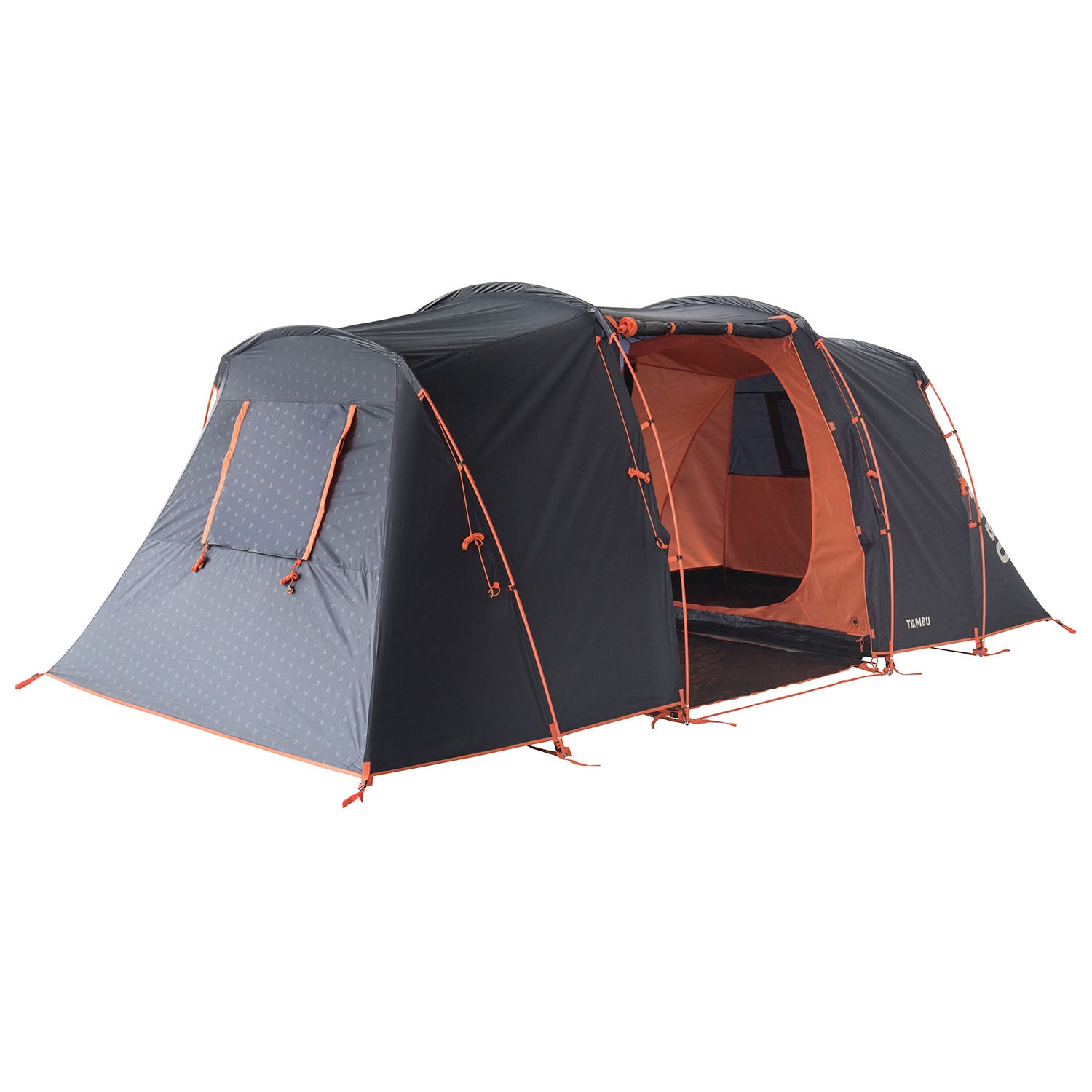 Mandapa 4 Familienzelt von Tambu Outdoor, blau, für 4 Personen, mit zwei gegenüberliegenden Schlafkabinen und zentralem Aufenthaltsbereich