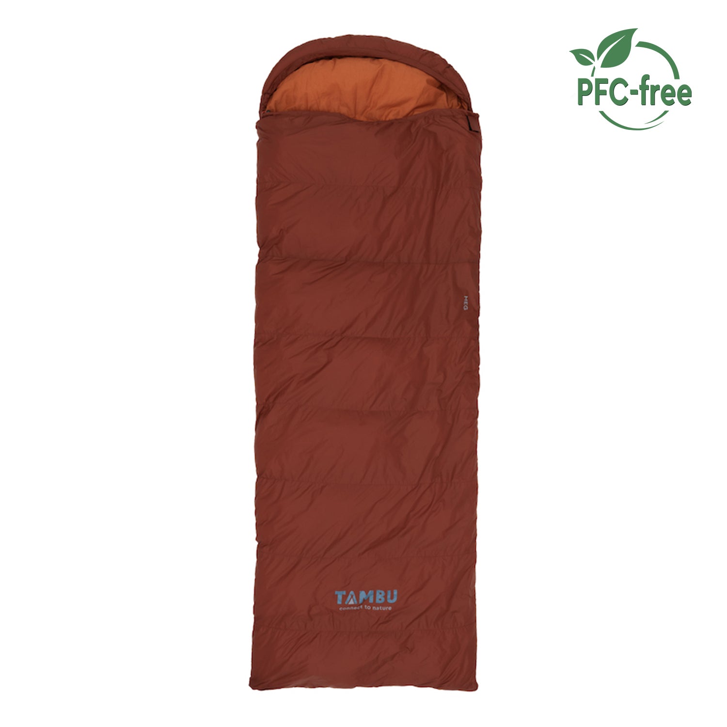 Roter Deckenschlafsack MEG 1600 von Tambu Outdoor mit Kapuze, PFC-frei, rechteckige Form