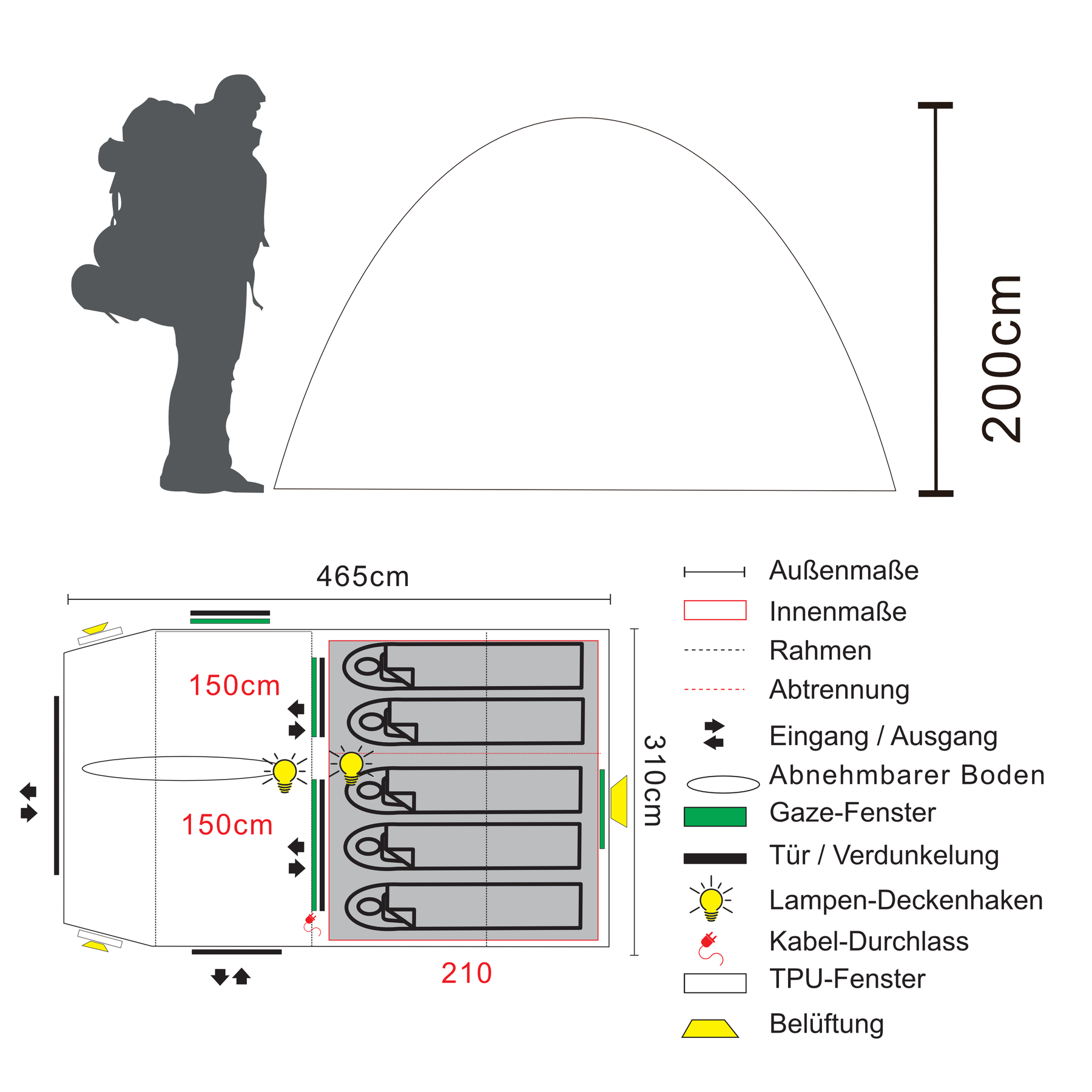 ABAKASA 5 | 5 person family tunnel tent