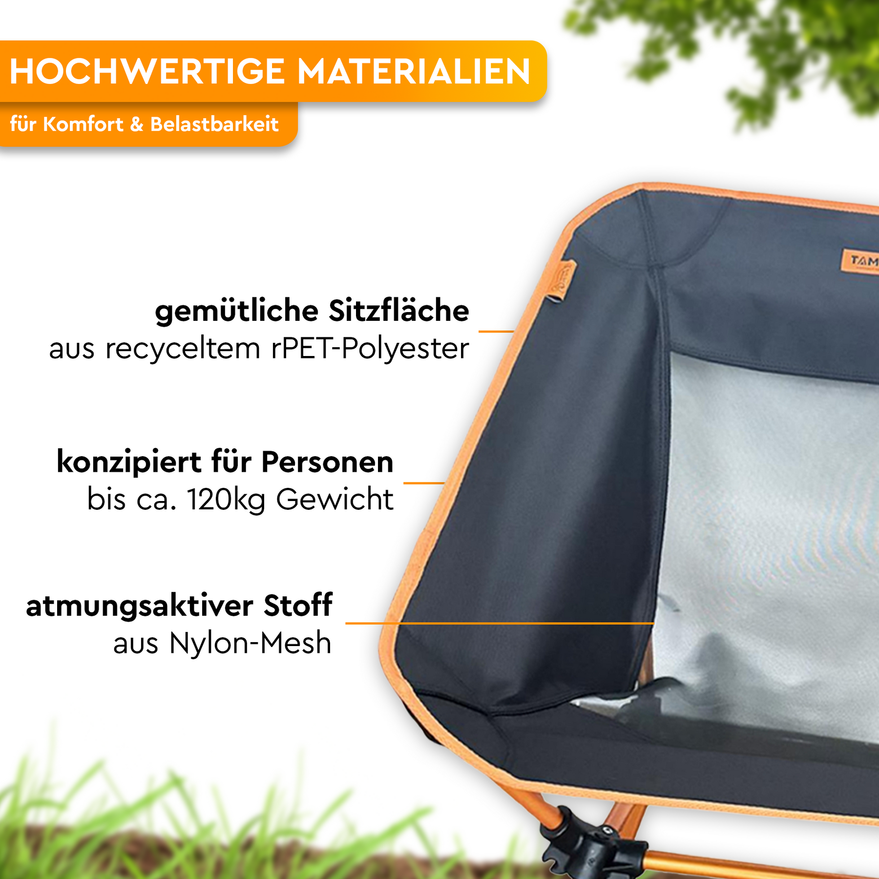 BATASA COMFORT | Leichter Campingstuhl mit vier Sitzhöhen