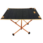 Leichter Campingtisch BATISTA von Tambu Outdoor, schwarzer Aluminium-Tisch mit orangefarbenem Rahmen und Stoffplatte