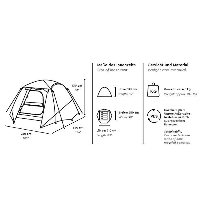 size of 4 person tent GAMBUJA 4