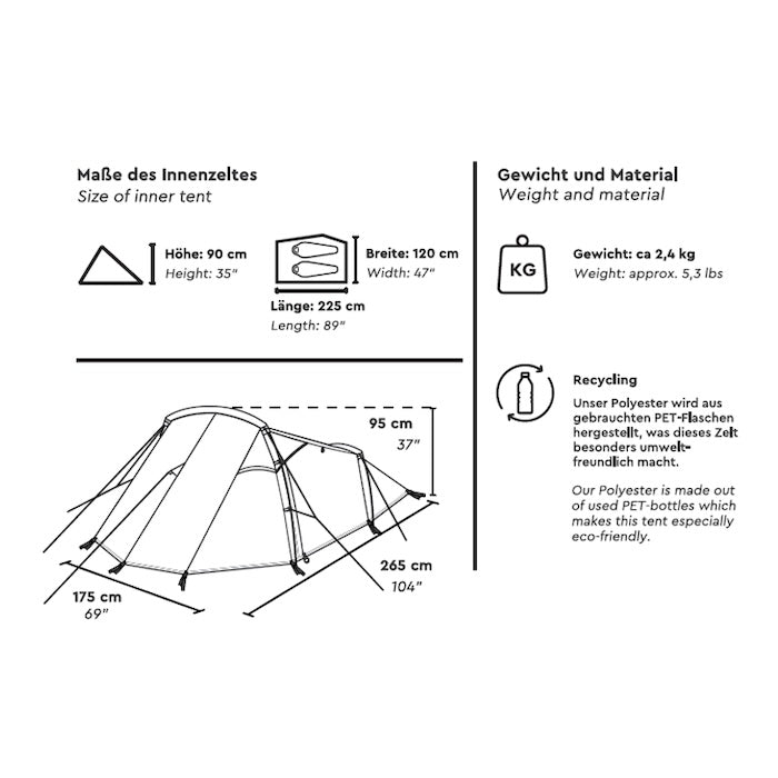 NATUNA | 2 Personen Trekking Tunnelzelt