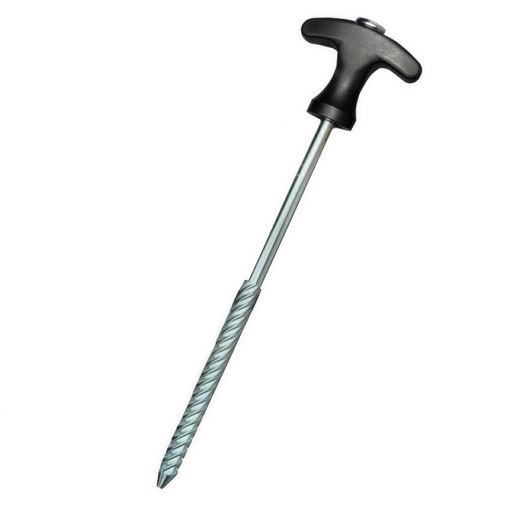 T-Hering aus Stahl, 20 cm lang, mit schwarzem T-förmigem Griff, Produkt von Tambu